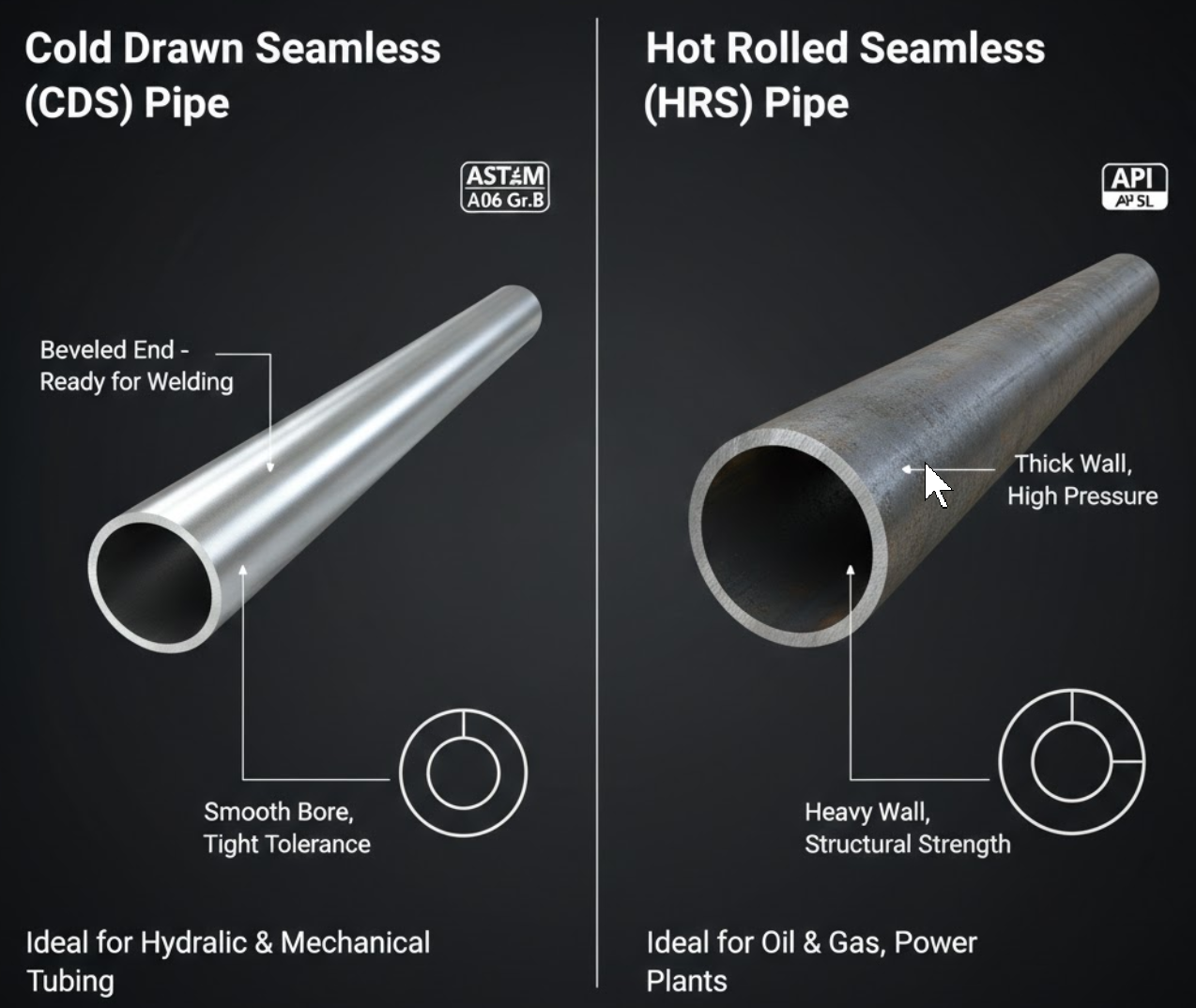 Seamless steel pipe bevel and wall thickness quality