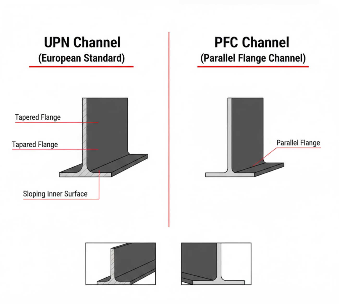 UPN Tapered Flange vs PFC Parallel Flange