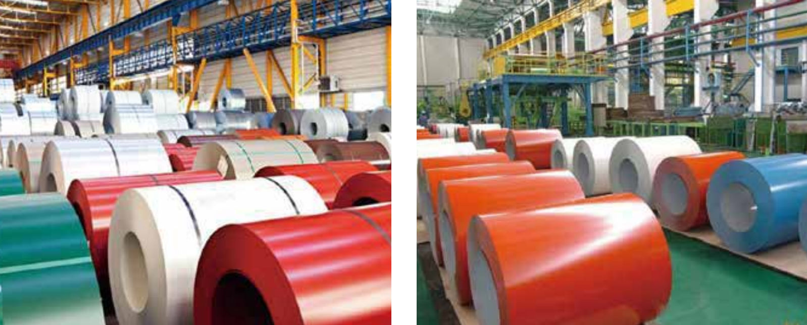 Massive stock of color coated galvanized steel coils at Ruixiang factory