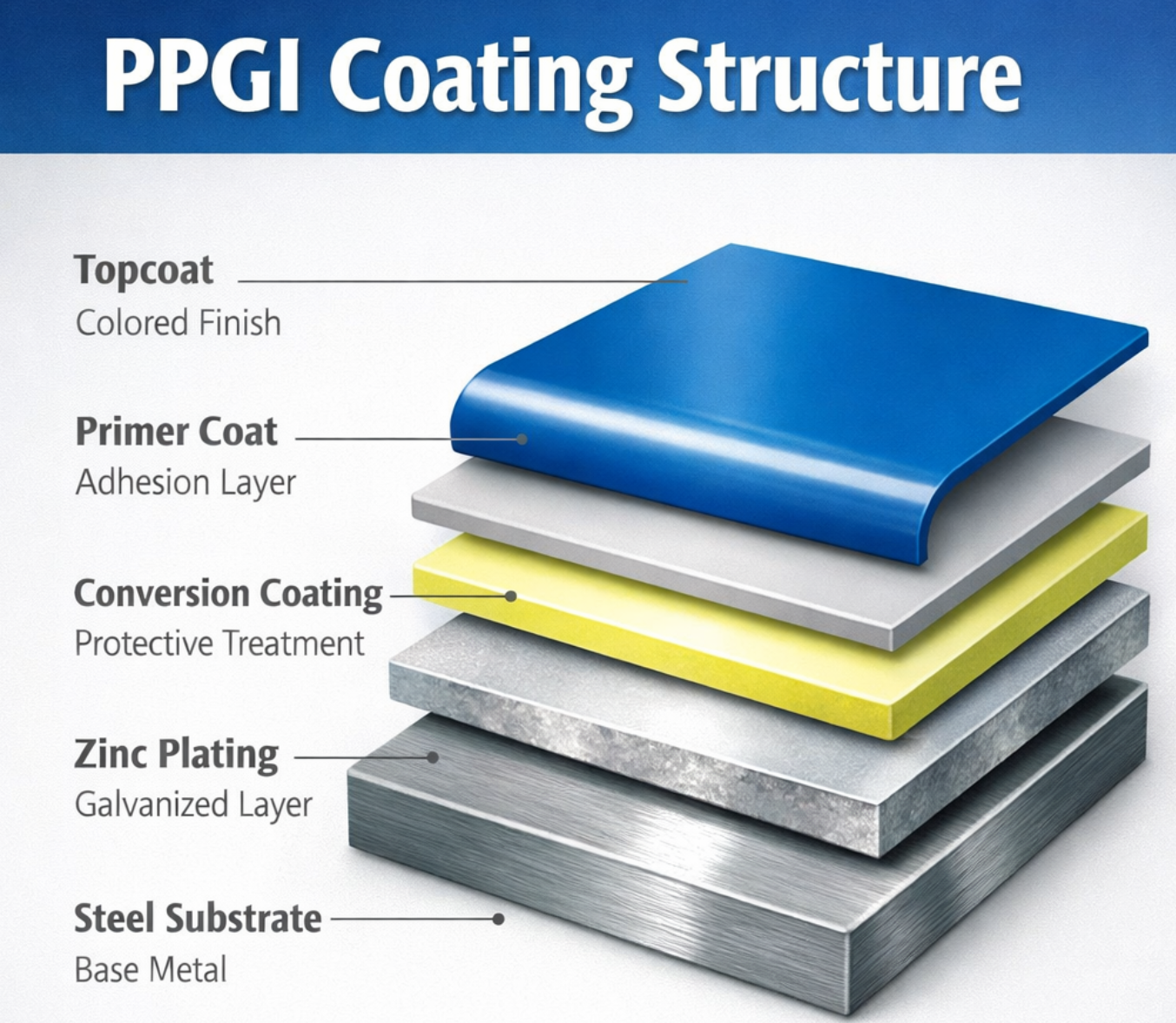 Schematic diagram showing the multi-layer coating process of PPGI