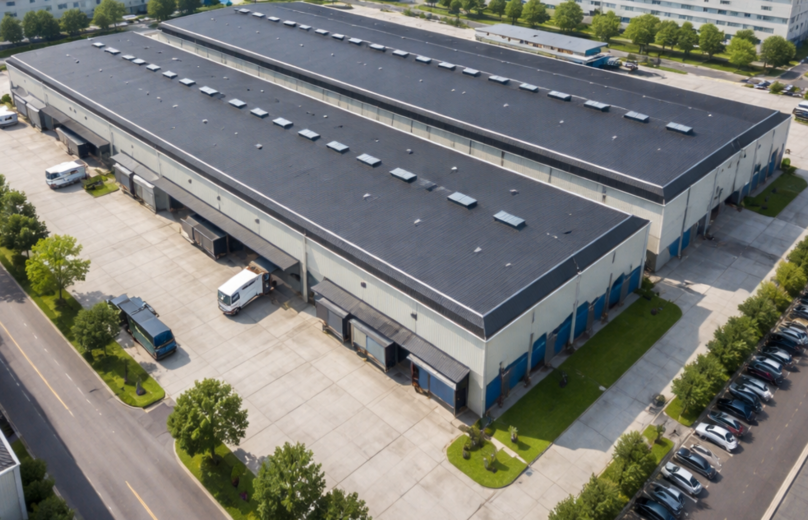 Industrial factory roof featuring Ruixiang color coated roofing sheets Industrial factory roof featuring Ruixiang color coated roofing sheets